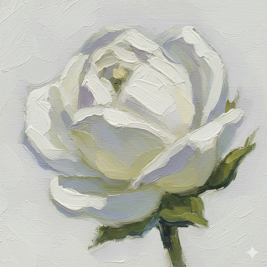 Impressionist white rose for Lazars Space
