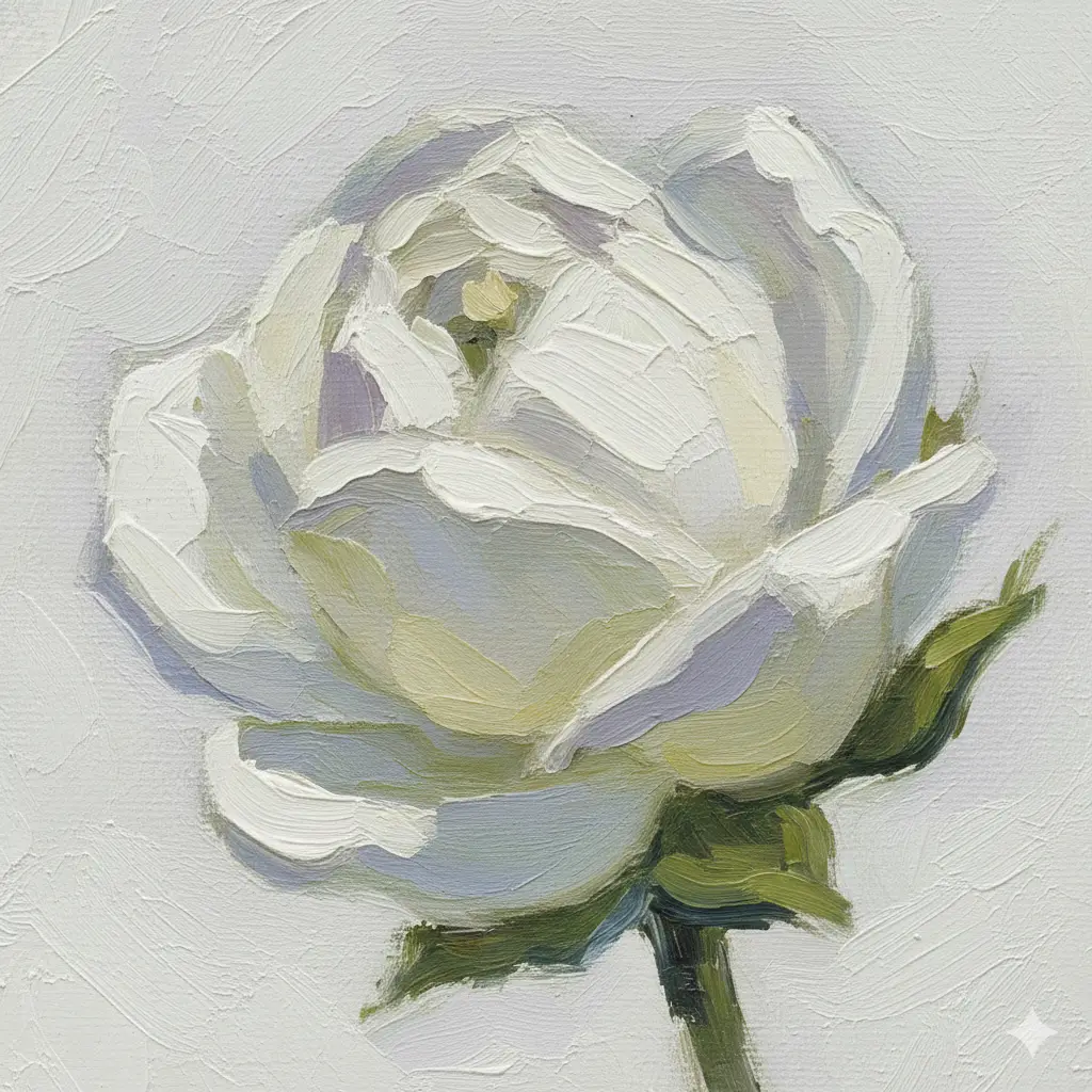 Impressionist white rose for Lazars Space
